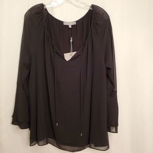 Marled black double layer peasant style blouse! Size XL. No tags. Wore once!